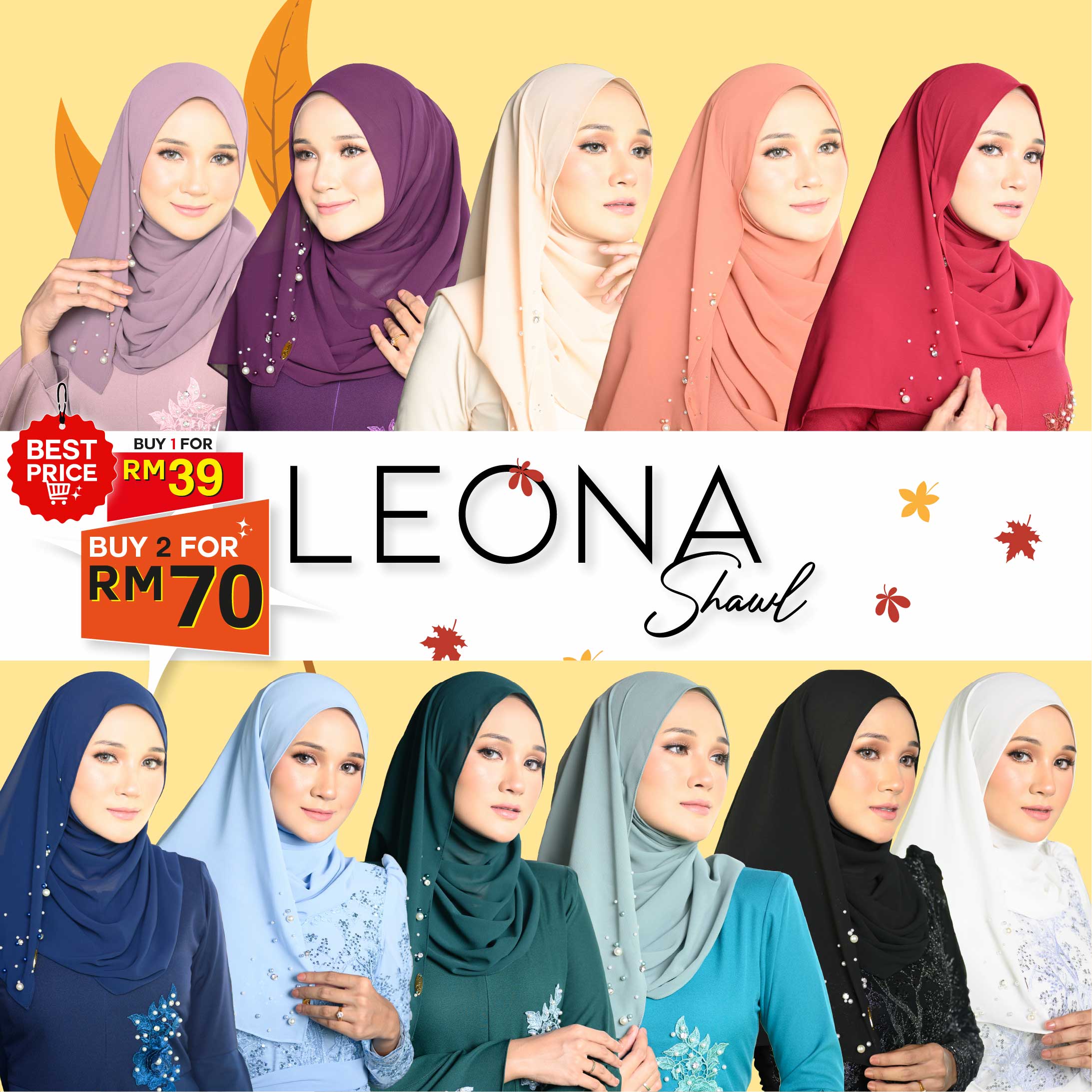 Tudung Leona (2 for RM70)